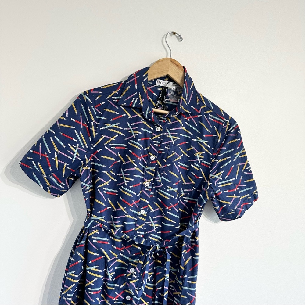 ModCloth Navy Multicolor Patterned Shirt Dress - Picture 5 of 11